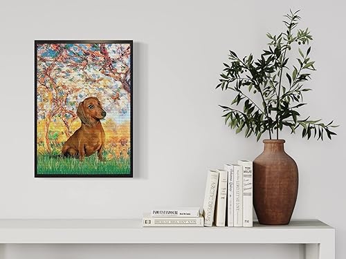 Miniatura 3 de Kits de pintura de diamantes 5D para adultos, pintura de diamante de perro salchicha de acuarela, lindo cachorro, arte de perro, taladro completo,