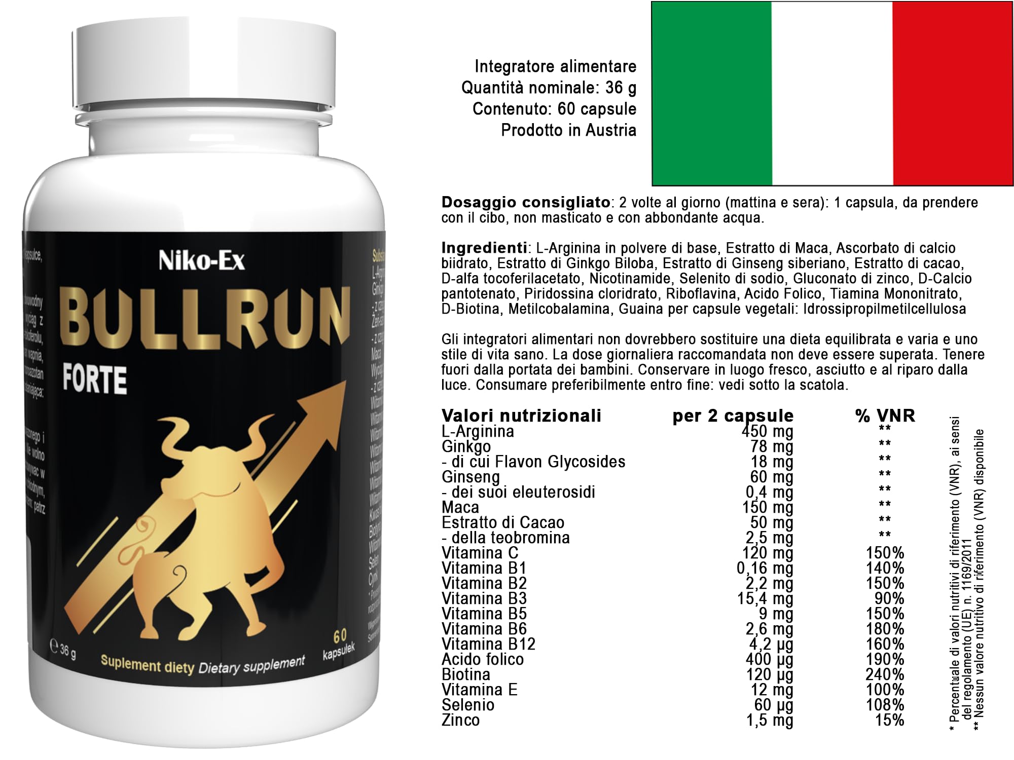 Bullrun Forte - 180 Kapseln - 3er Pack