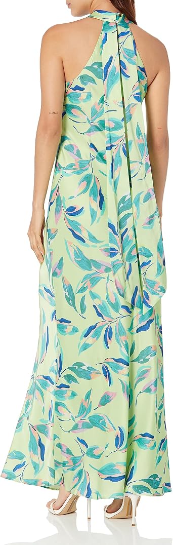 Aidan Mattox Women's Printed Halter Neck Long Dress