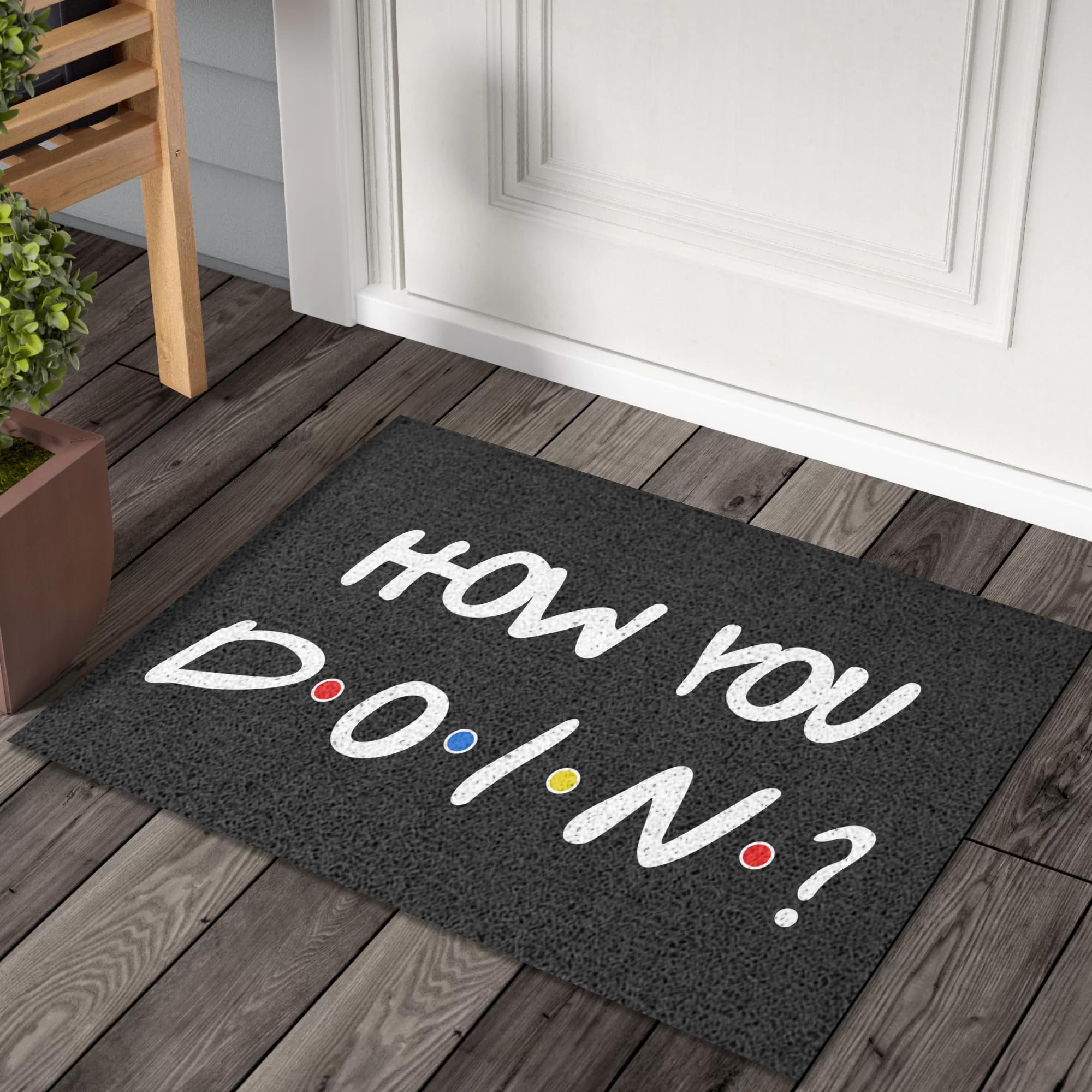 How You Doin Door Mat Black How You Doing? Welcome Mats for Front Door Outdoor Entry Floor Mat Indoor/Outdoor Non-Slip Rug Decorative Carpet 20x32 Inch