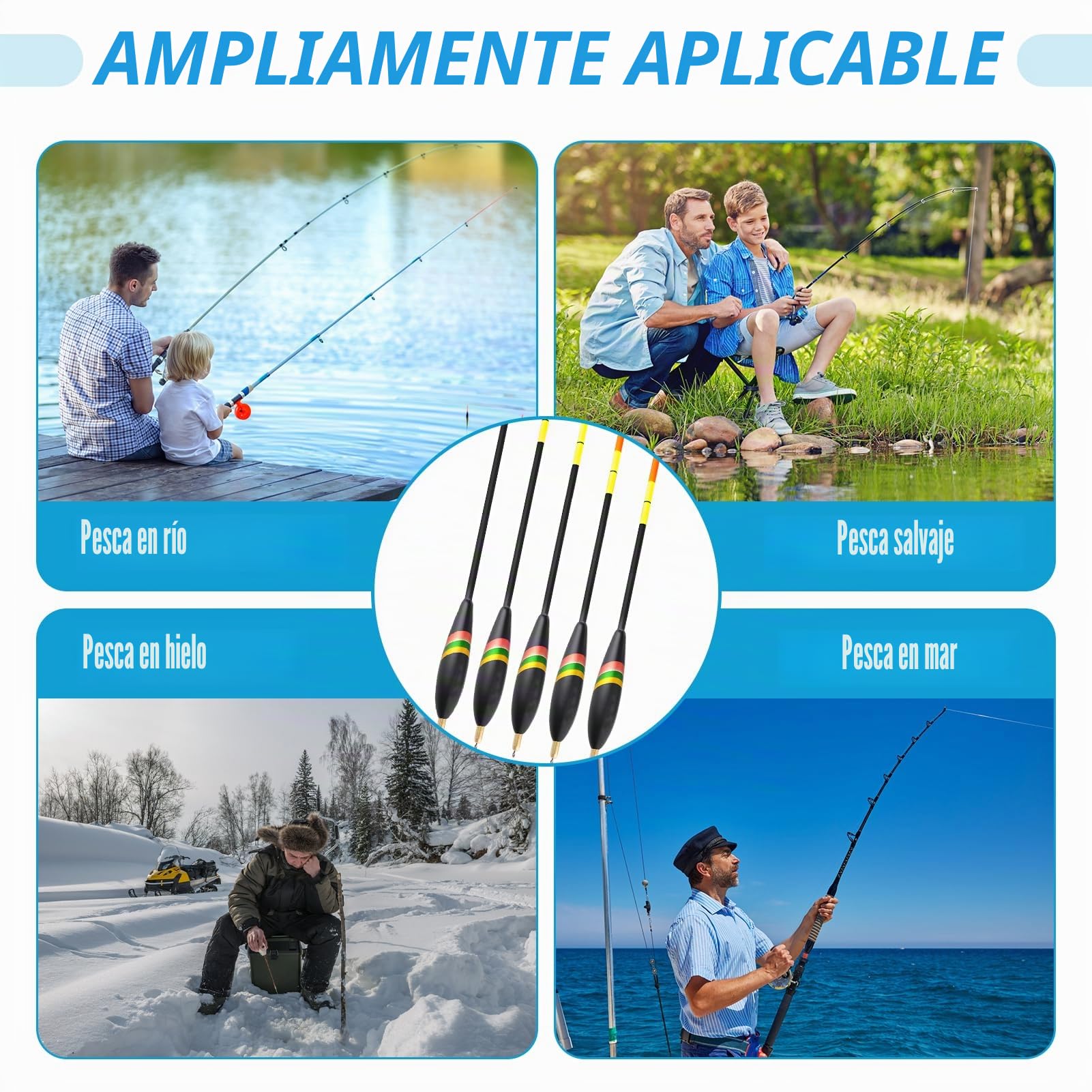 Set de 5 flotadores de Pesca Waggler 4g-8g con 2g pre-plomado - Ideal para lanzamientos amplios y precisos