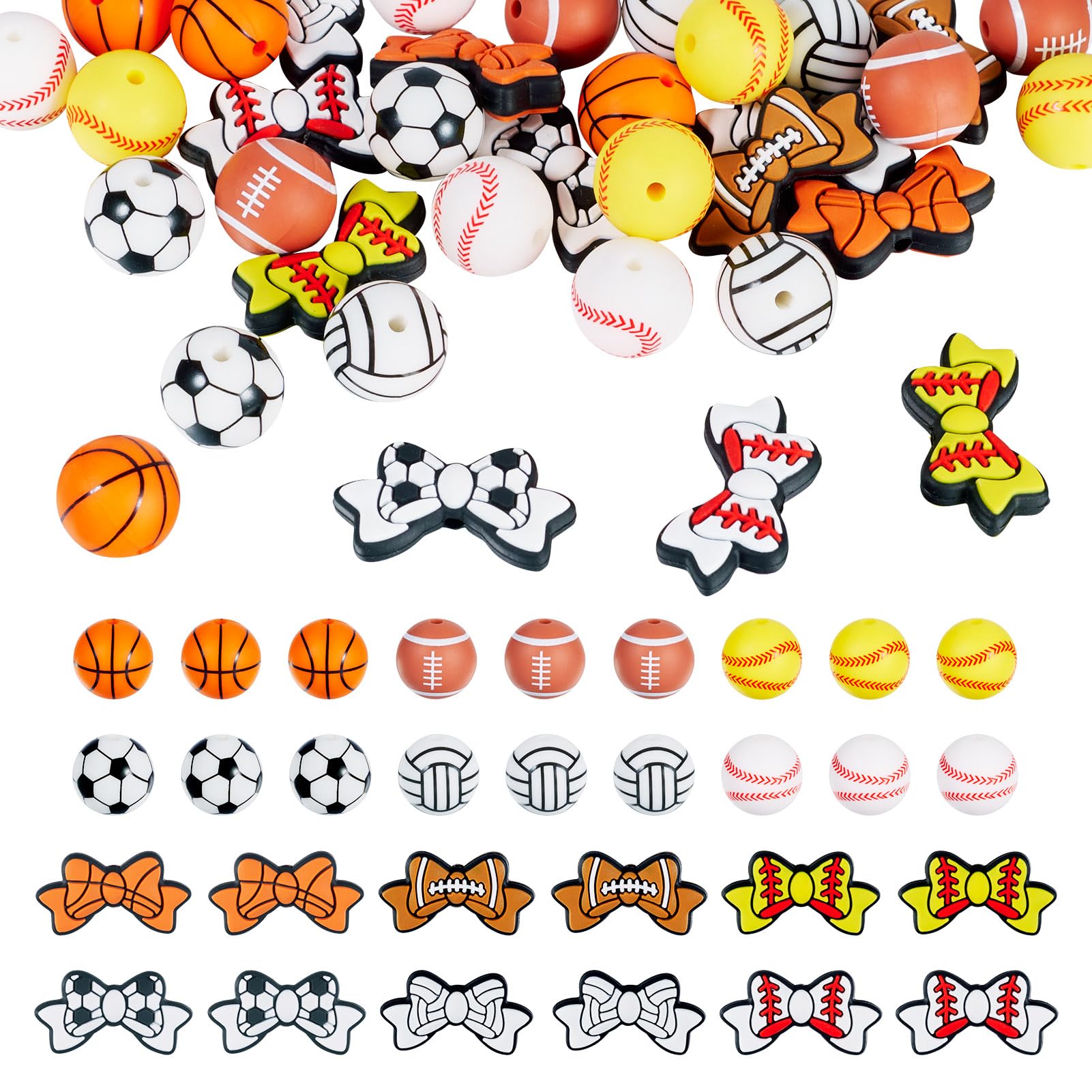 Perles de basket-ball en silicone pour fabriquer des cadeaux de sport