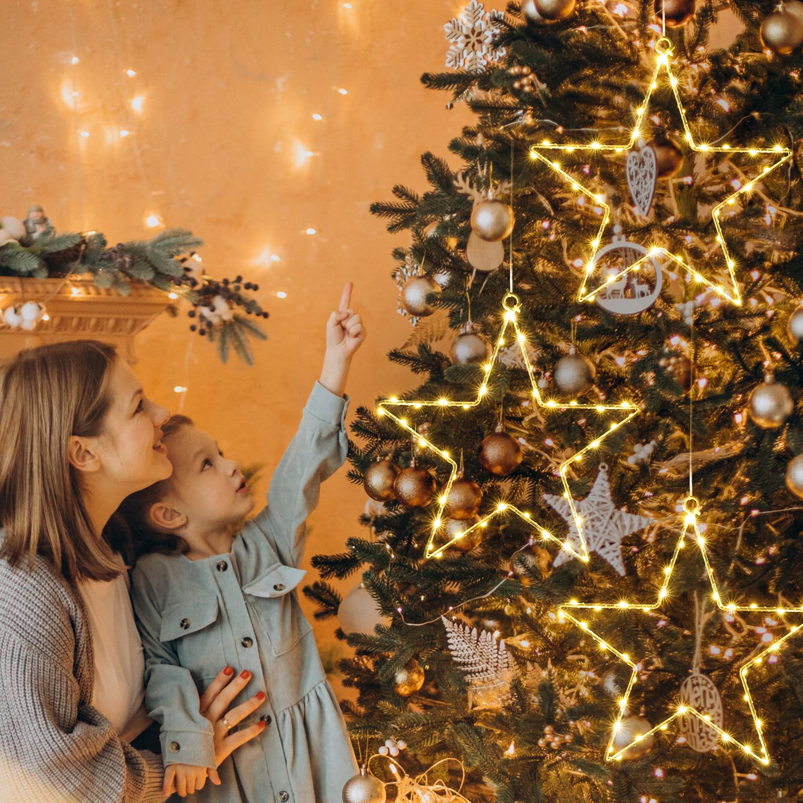 Luces Balcon Navidad Luces De Ventana De Navidad, Para Colgar En La Ventana De  Navidad, Lámpara LED Con Forma De Estrella, Decoración De Luces De Silueta  De Ventana De Navidad, Para Chimenea, image size:1600x1600