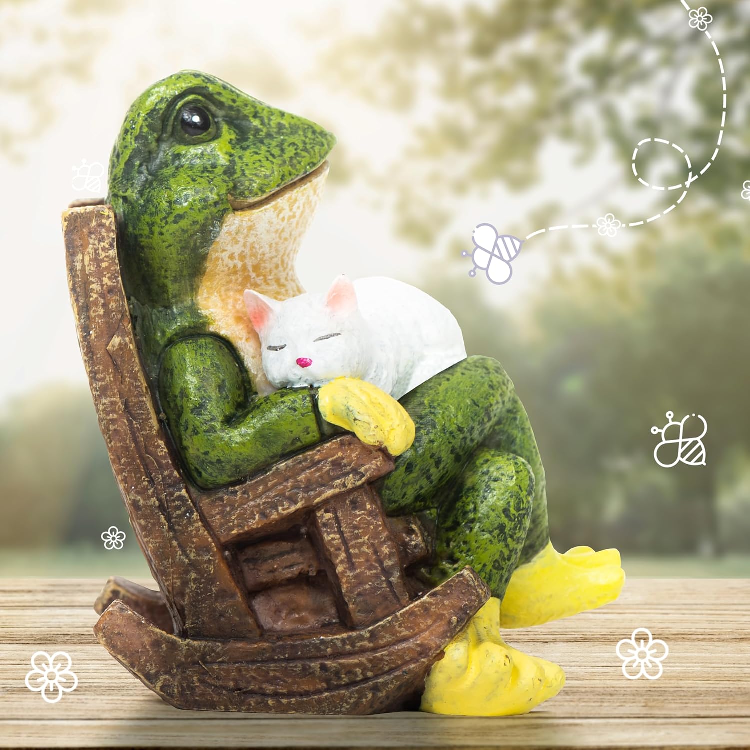 Miniature Frog Garden Statue with Cat Figurine, Frog Gifts, 3.14'' Outdoor Decorations for Yard and Garden - Image 9