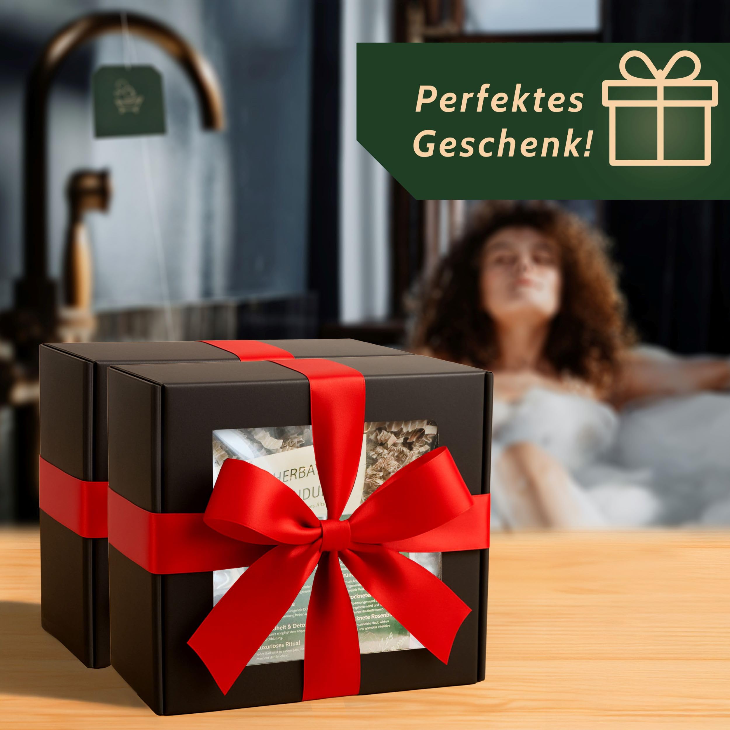 Valle Verde Badetee, Bade-Tee, Wellness-Bad, Aromatherapie, Entspannung, Hautpflege - Hangefertigt, 100% Natürlich - Himalayasalz, Lavendel, Grüner Tee, Rosenblätter (3er Pack)