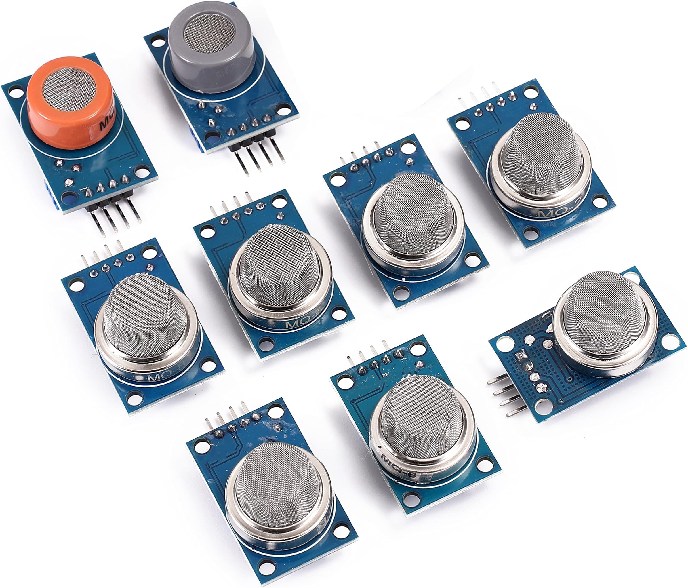 Teyleten Robot MQ-2 MQ-3 MQ-4 MQ-5 MQ-6 MQ-7 MQ-8 MQ-9 MQ-135 Smoke Detection liquefied Methane Gas Sensor Module for Arduino (9pcs) Silver MQKIT MQkit
