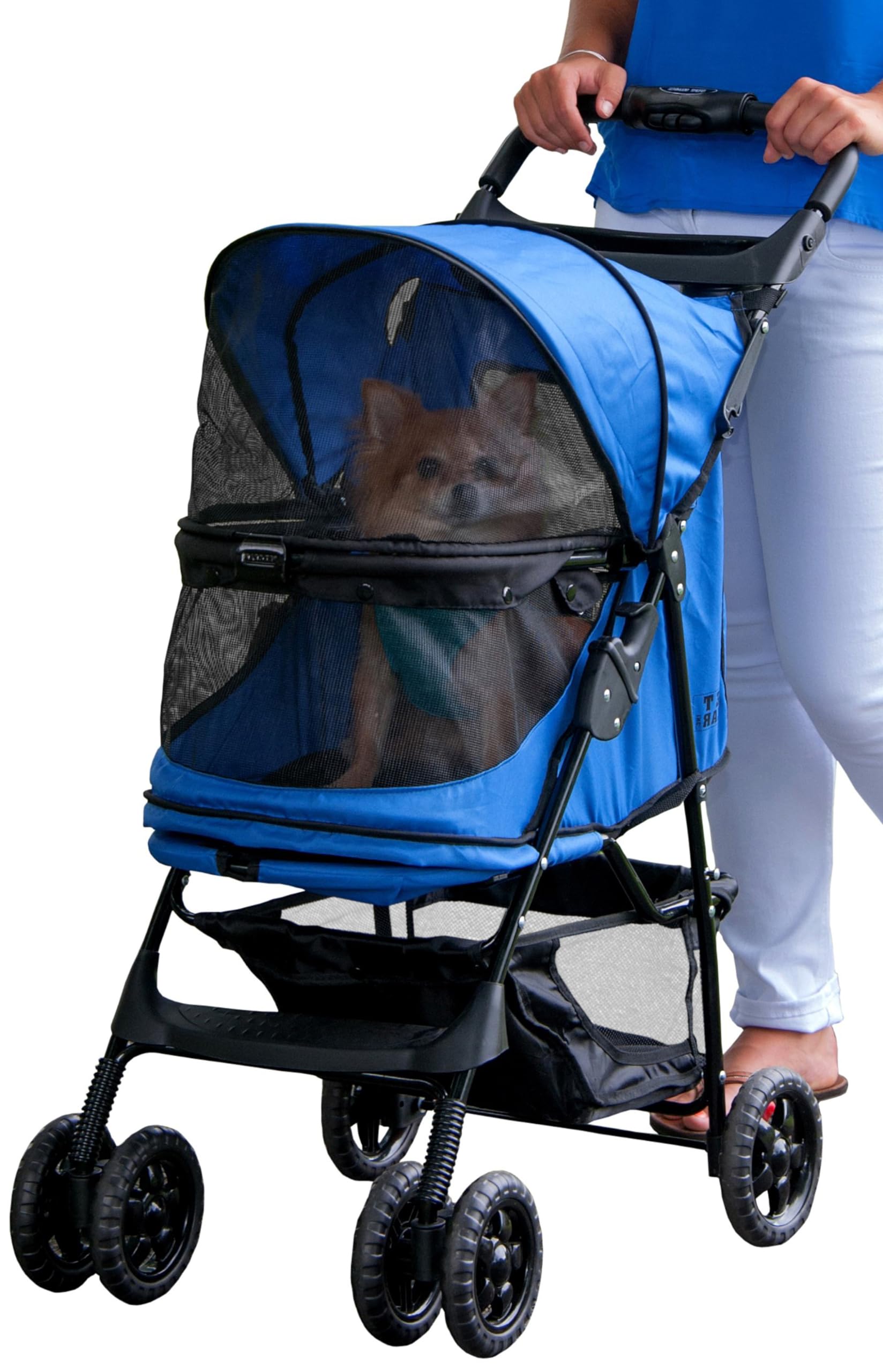 Pet Gear No-Zip Happy Trails Pet Stroller for Cats/Dogs, Zipperless Entry,  Easy Fold with Removable Liner, Safety Tether, Storage Basket Cup Holder