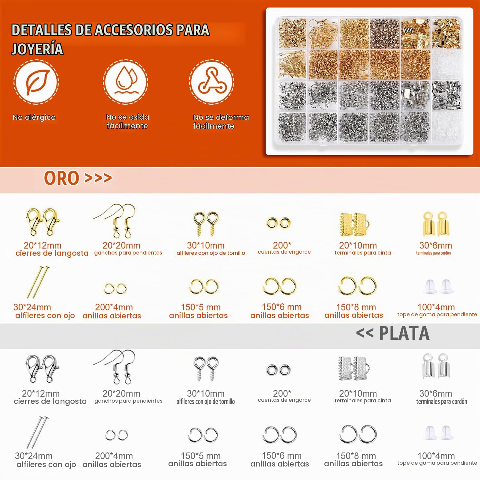 LetCart Kit de suministros para hacer joyas con herramientas, cables y elementos para reparación de joyas y abalorios — Juego perfecto para principiantes y profesionales en creación de joyas