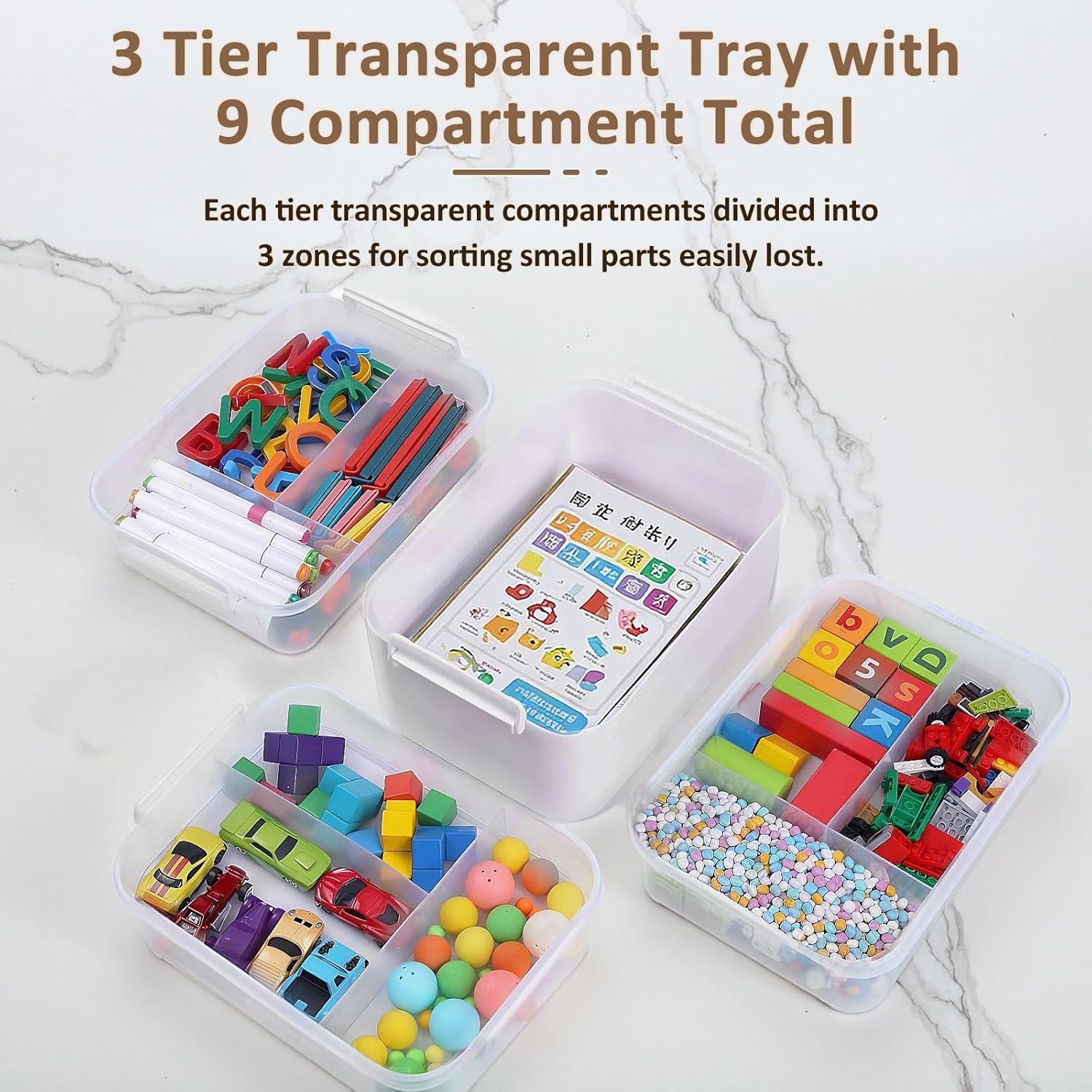 4-Layer Craft Organizers and Storage with Removable Trays, Craft Organizer with lids and Handle, Arts and Crafts Storage, Art Organizer, Crafts Organization, for crayons, Sewing, Tool, Playdoh,White - Image 8