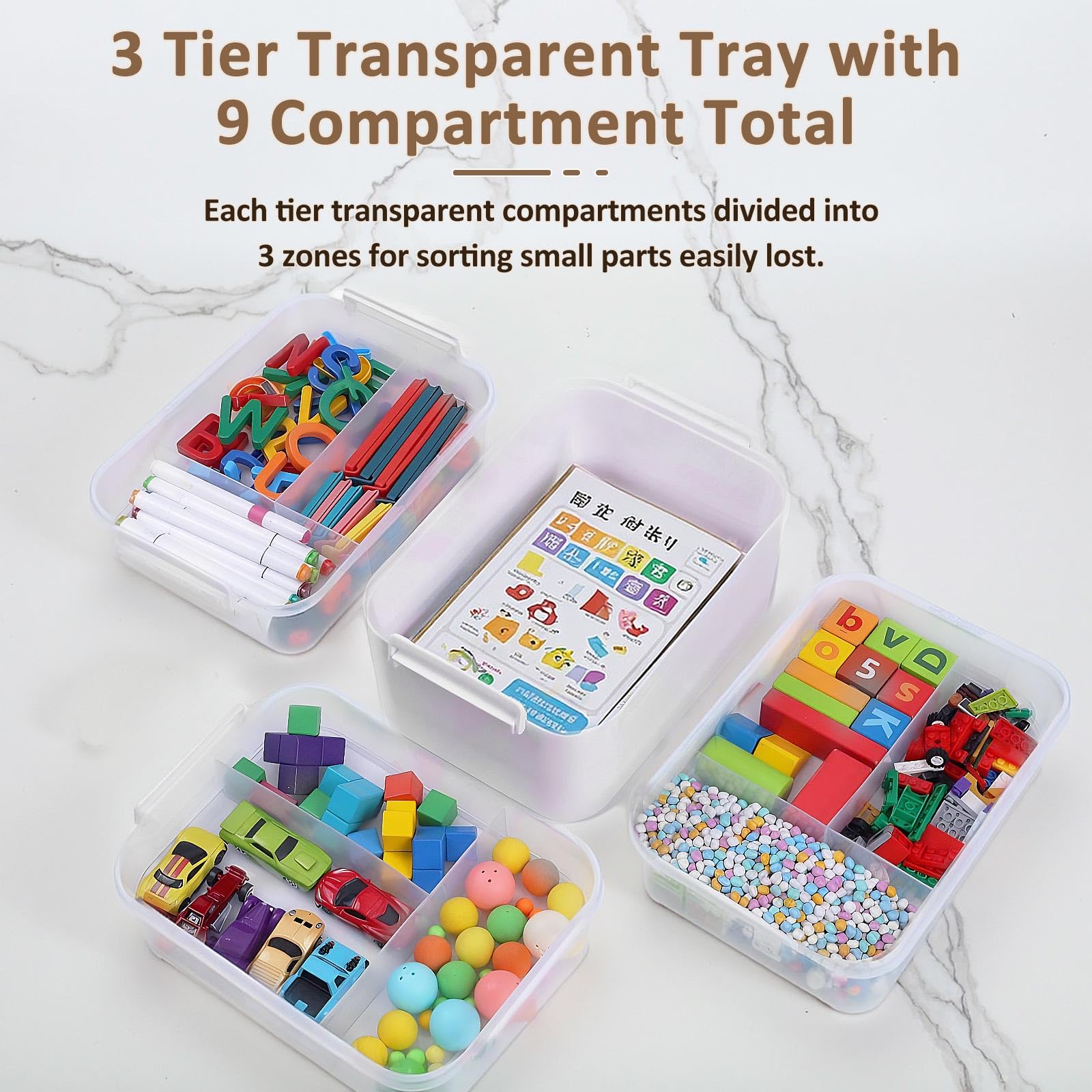 Gifhomfix 4-Layer Plastic Craft Organizers and Storage Box with Removable Trays, Storage Containers with lids and Handle, Art Supply Storage Organizer for Organizing Bead, Sewing, Tool — view 2