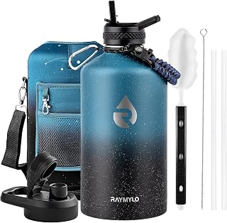 128oz Insulated Water Bottle, Triple Wall Vacuum Stainless Steel Water Bottles - Keeps Cold 48H, Reusable One Gallon Jug for Gym, Sports, Camping, Hiking,Travel, Starry Sky-Indigo/Black