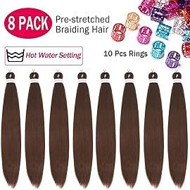 Alrence Pre Stretched Braiding Hair Long Braid 30 Inch 8 Packs Professional Braiding Hair Extensions Synthetic Crochet Twist Braids (30 Inch, 8)
