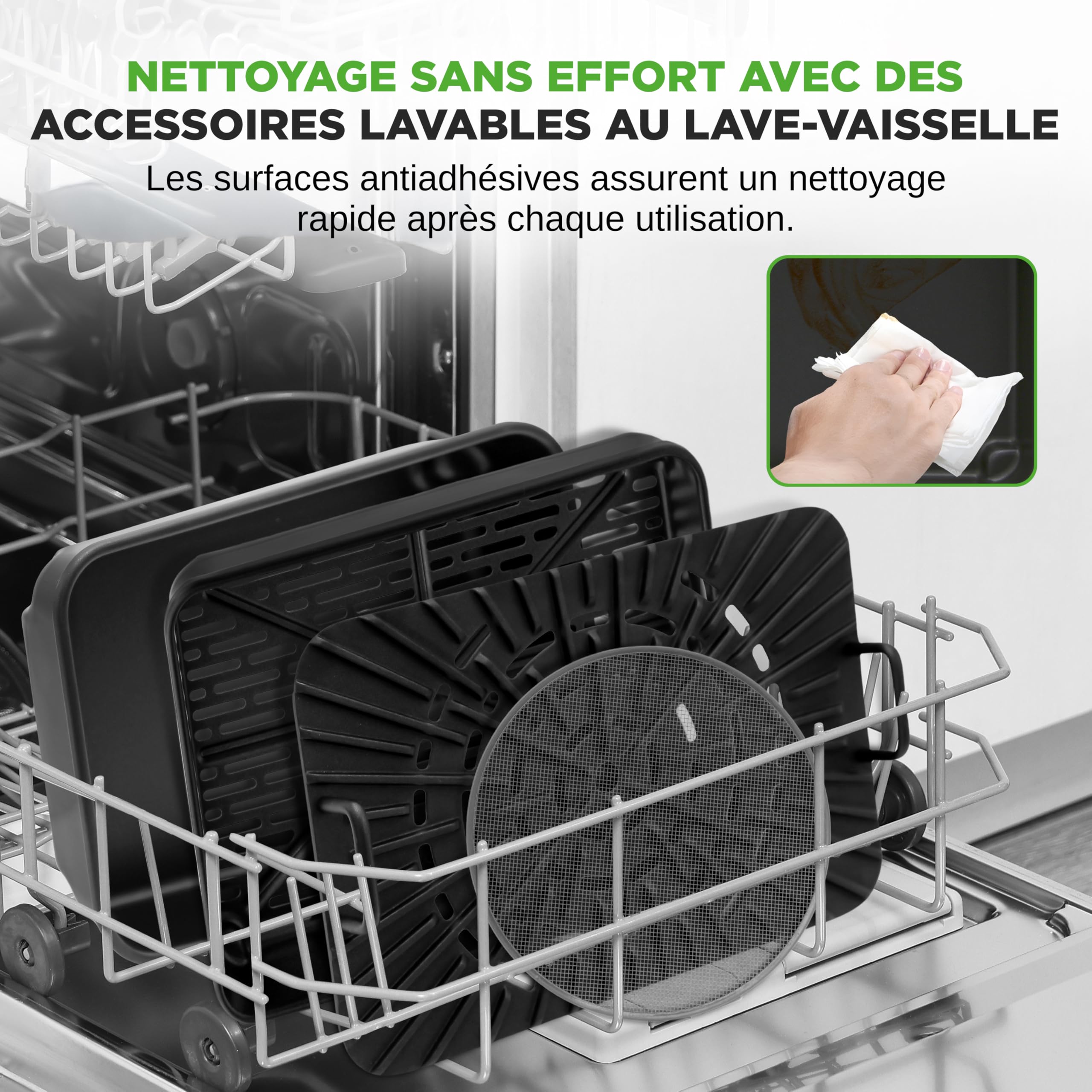 Nutrichef Gril Intérieur Sans Fumée – Friteuse à Air 6L avec Thermomètre Intelligent, 7 Fonctions de Cuisson, Contrôle Précis de la Température, Cuisson Saine et Polyvalente