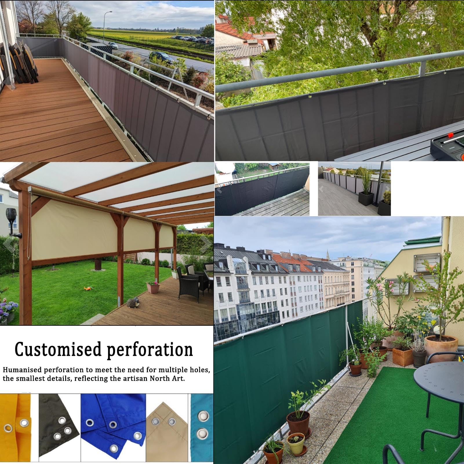 Frangivisto Balcone per Protezione,Schermo Privacy,Impermeabile Copri Ringhiera Balcone Privacy UV, Impermeabile,Resistente al Vento,per Balcone Giardino terrazza (Marrone,0.9x8m)