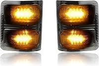 Vista 8 de KEWISAUTO Luces LED para espejos laterales ahumados negros para Ford F-250 F-350 F-450 2008-2016, luz de giro y luz de circulación ámbar, IP67