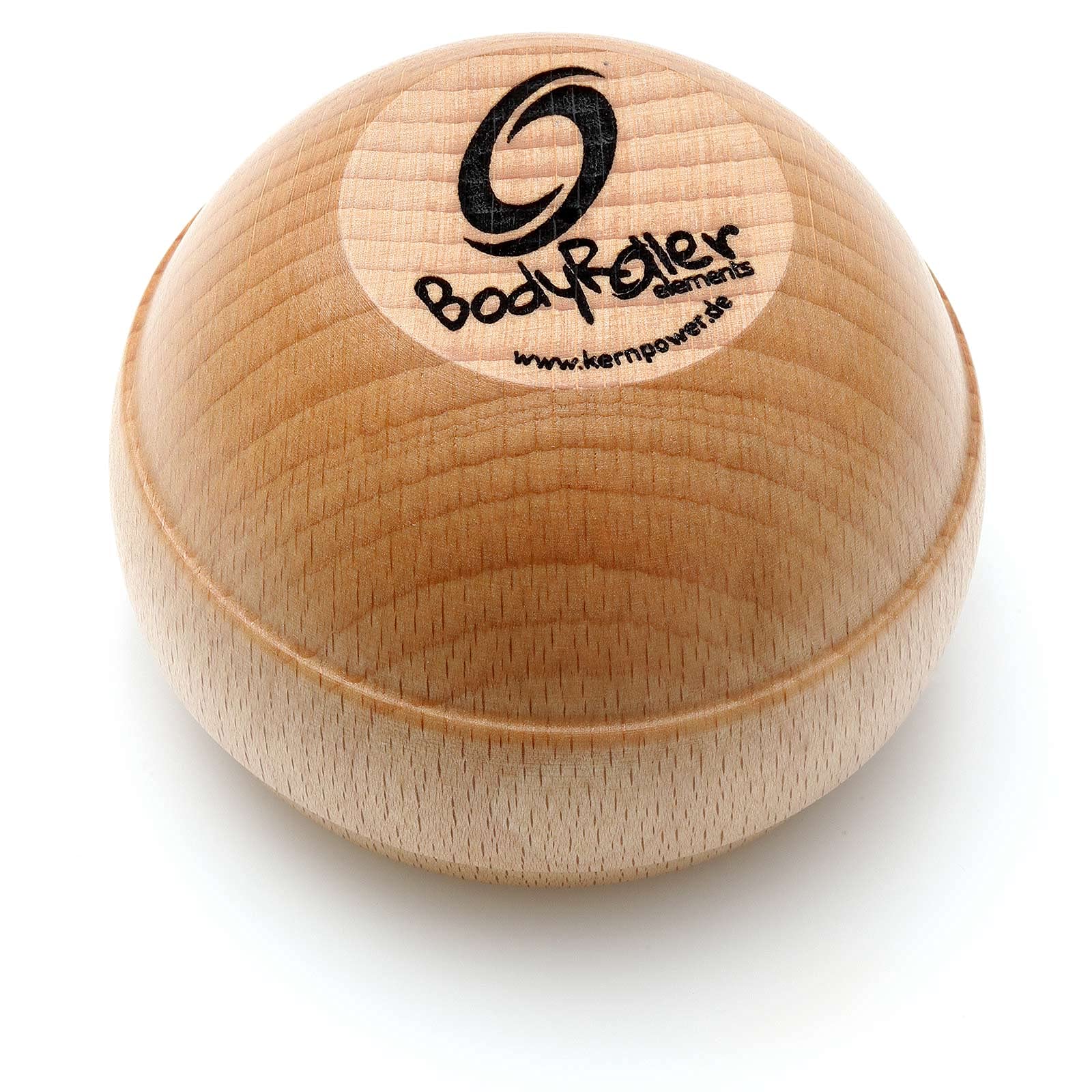 Kernpower BodyRoller Massageroller elements lackiert, Natursteinkugel, Edelstahlkugel und Holzkugel, aus Rotbuchenholz im Jutebeutel