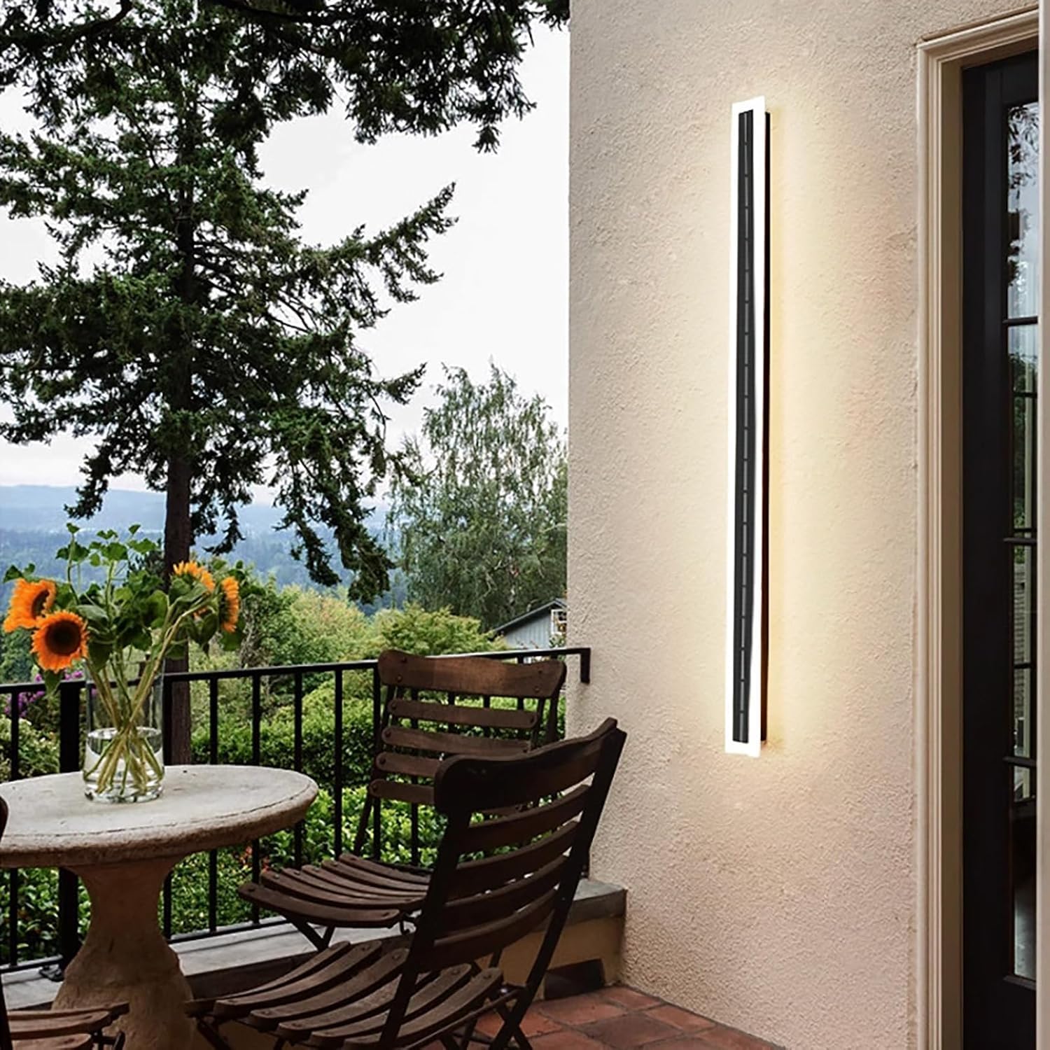 Solarlampen Außen LED Wandleuchte Superhelle Solarleuchten IP65 Aluminum Wasserdichte Solar Aussen Modern Wandlampe Up Down Wireless Wandbeleuchtung Batterie Garten Hof Wand (Weißes Licht,120CM)