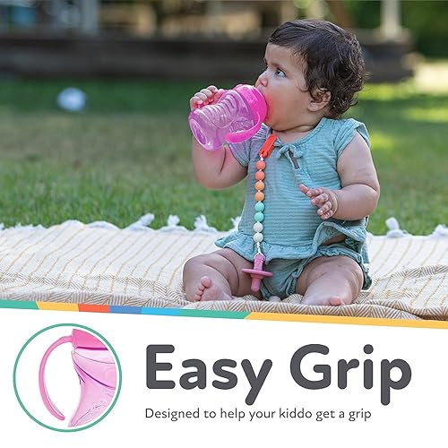 Miniatura 5 de Nuby 3 piezas sin derrames Grip N Sip Cup con boquilla flexible suave 2 asas con función de bloqueo Clik It Chica 10 onzas