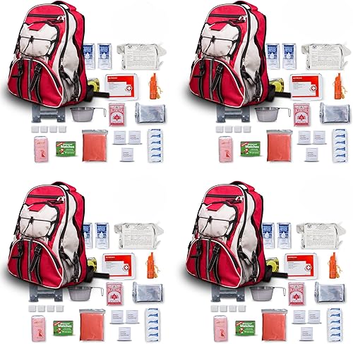 Blue Coolers Family Pack - B72 Pro Series Red Deluxe Kit de supervivencia de 72 horas de emergencia para 1 persona | Incendios forestales,