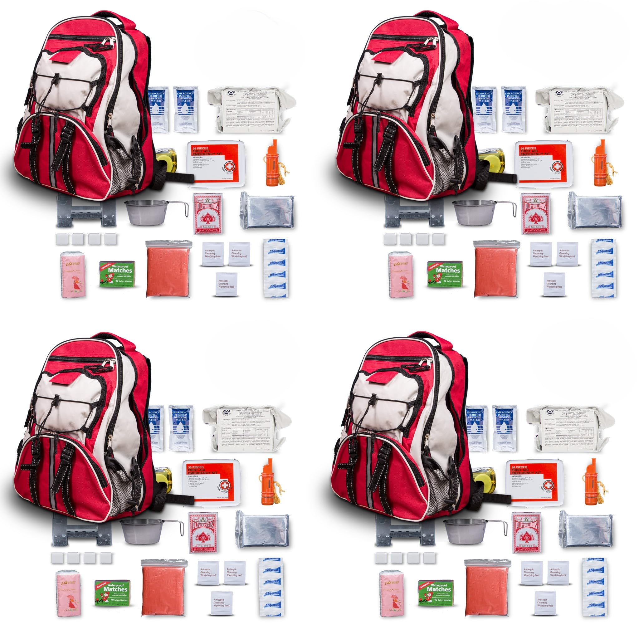 Blue Coolers - Family Pack - B72 - Pro Series - Red Deluxe 72 Stunden Notfallrucksack Survival Kit für 1 Person | Survival Kit für Waldbrände, Erdbeben, Tornado, Hurrikan und andere Notfälle