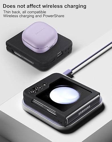 Miniatura 4 de Eastcoo Funda delgada para Galaxy Z Flip 5, parte trasera de policarbonato duro, sensación esmerilada, soporte de carga inalámbrica, ligera, a