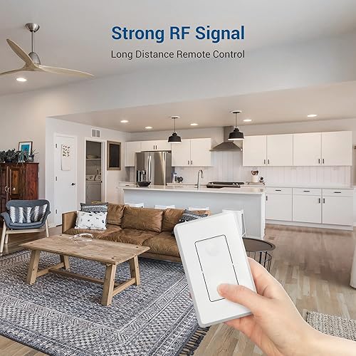Miniatura 9 de DEWENWILS Kit de interruptor de luz inalámbrico y receptor, no requiere cableado en la pared, interruptor de pared con control remoto para luces de