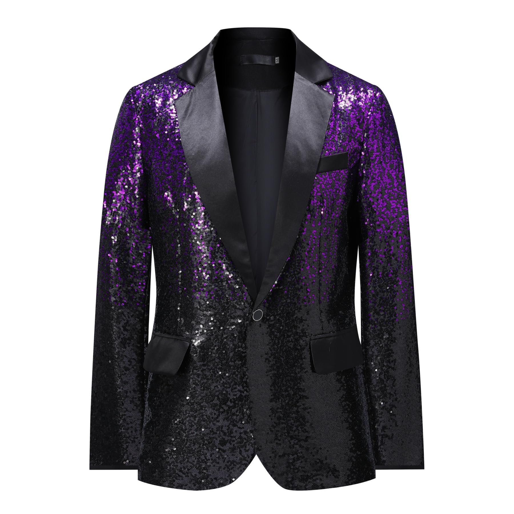 YFFUSHI Herren Pailletten Sakko Verlauf Glänzender Hochzeit Abschlussball Smokingjacke 1 Knofe Glitzer Anzugjacke