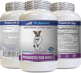 PET SUPPLEMENTS Dog Diarrhea Remedy - PROBIOTICS for Dogs - Healthy Gut - Stop Gas Diarrhea and Bad Breath - Digestive Boost - Dog probiotics and Digestive enzymes - 1 Bottle (60 Treats)