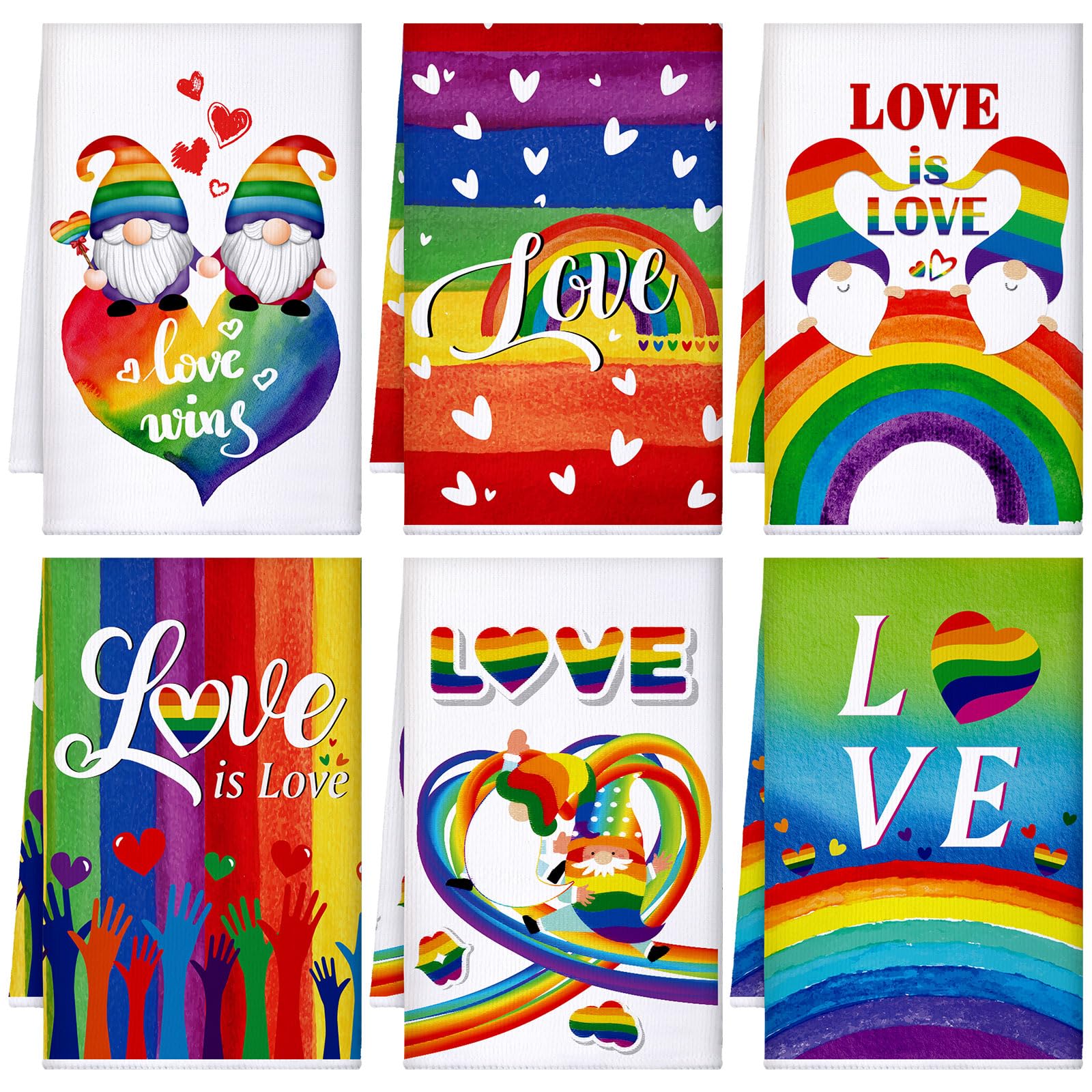 Bencailor6 Pcs Kitchen Towels Absorbent Dish Decorative Tea Towels Fast Drying Dish Cloths Hanging Reusable Cleaning Dishcloths for Cooking Baking Housewarming