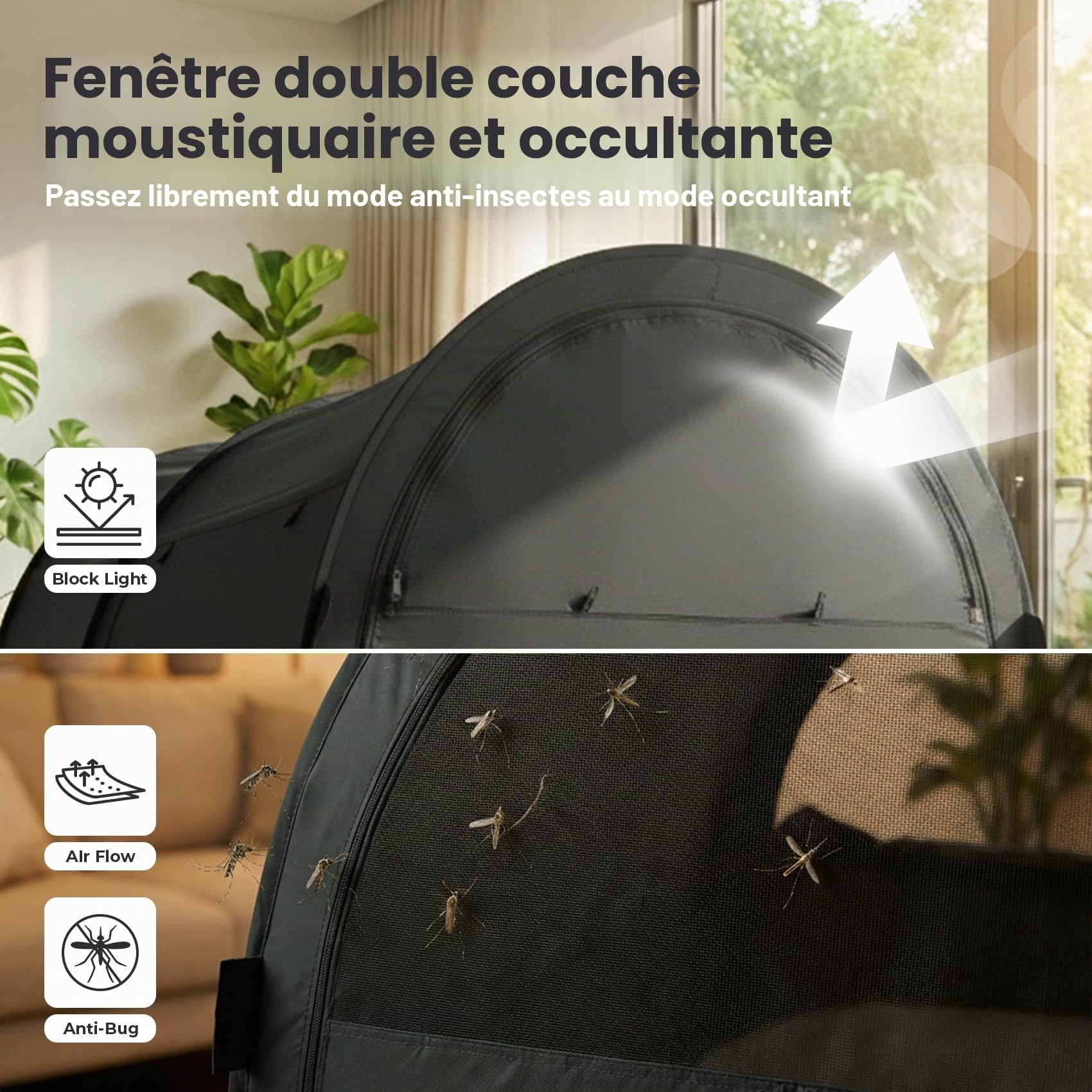 LEEDOR Tente de lit à baldaquin, Chaude, Taille Double, dépliable, pour Enfants et Adultes, Offre intimité et respirabilité à l'intérieur, Brevet en Instance, Matelas Non Inclus