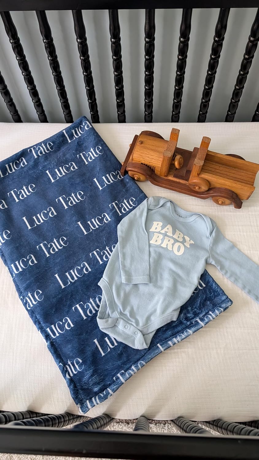 Stroller Society Personalized Baby Blanket, Name Blankets, Custom Blanket for Baby Boys and Baby Girls, Plush Kids Blanket Personalized Baby Gift (Baby Blanket (30 in x 40 in))