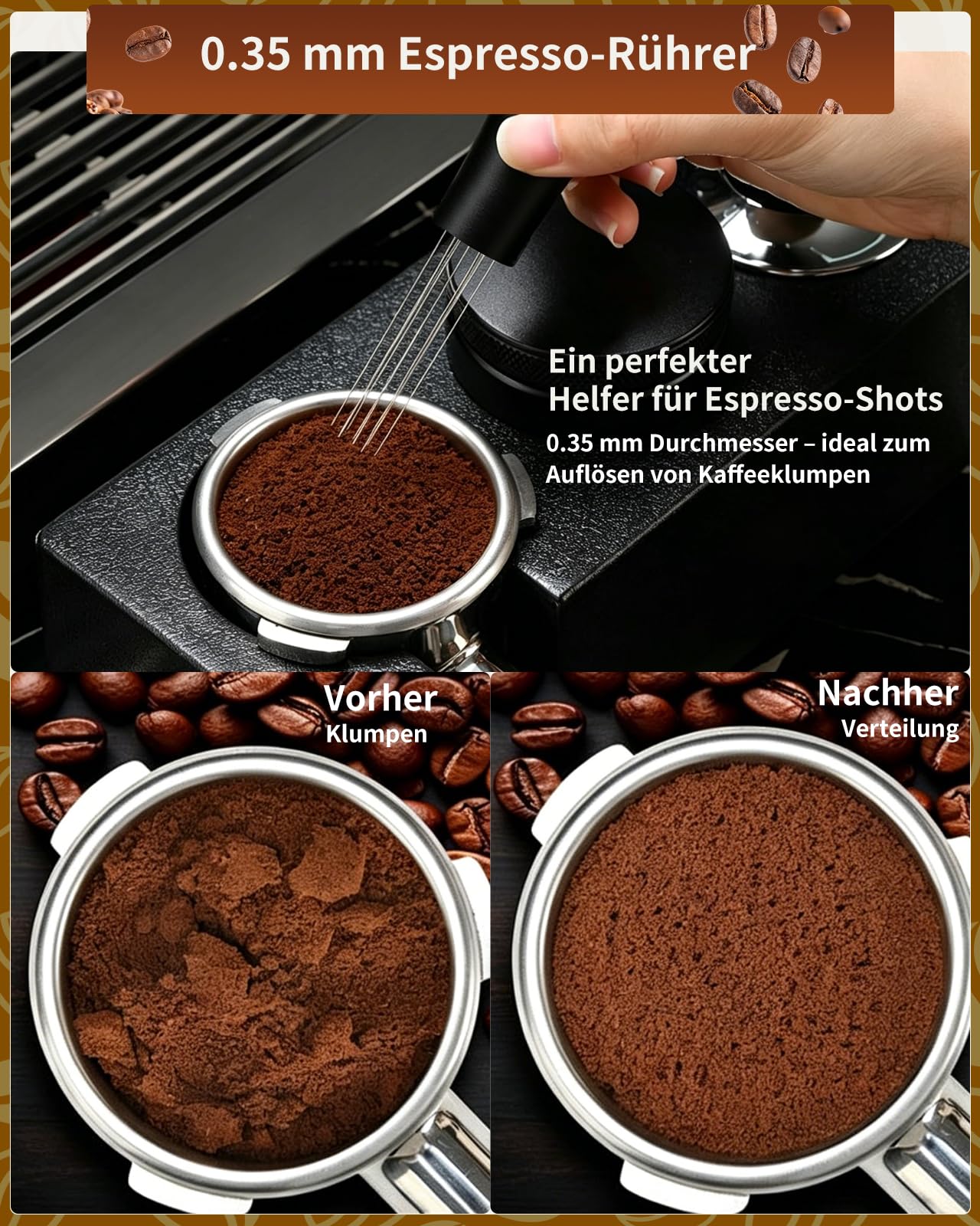 Akcesoria do sitka, 51 mm, dystrybutor kawy 51 mm, narzędzie do wyrównywania espresso, kompletny zestaw barista z narzędziem WDT, tamper, pierścieniem dozującym, krążkiem i szczotką do czyszczenia