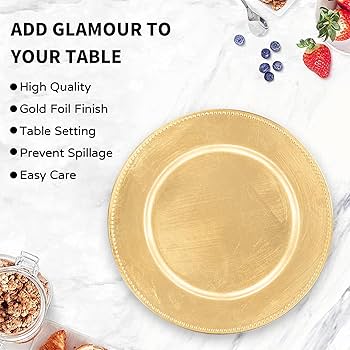 Amazon.com | MAONAME Gold Charger Plates Set of 12, Foil 13
