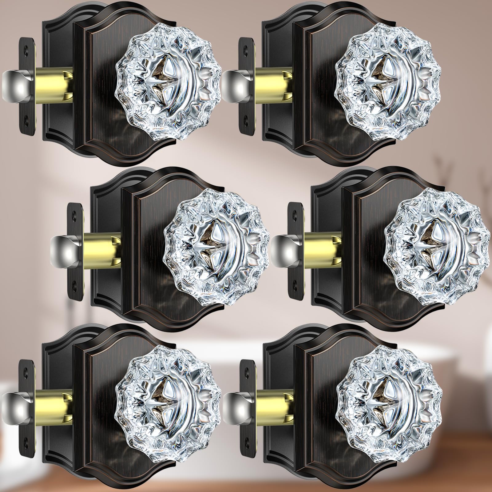 Calzibeno Glass Door Knobs Oil Rubbed Bronze