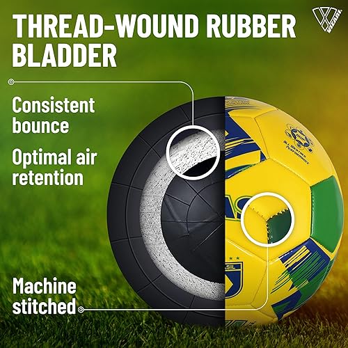 Miniatura 16 de Vizari Balón de fútbol del equipo nacional, fútbol de piel sintética duradera para adultos, niños y jóvenes, cosido a máquina con diseño de 30