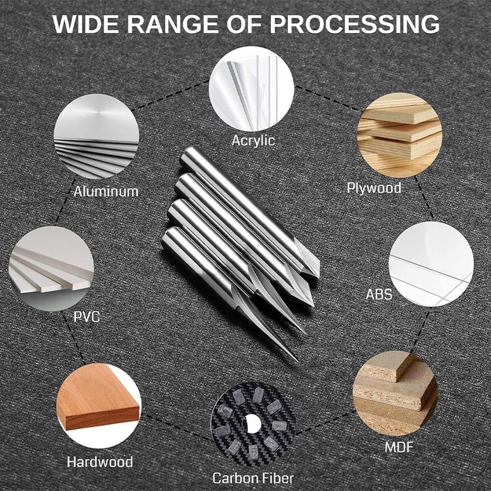 Fresa Angolo V 90 Gradi 6.35mm Acciaio per duro PVC Fresa Angolo(4pcs set)