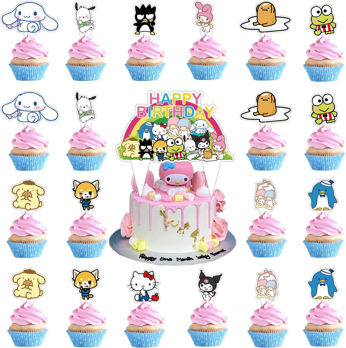 25PCS Kuromi And Melody Cake Toppers Cupcake Toppers Cake Decorations