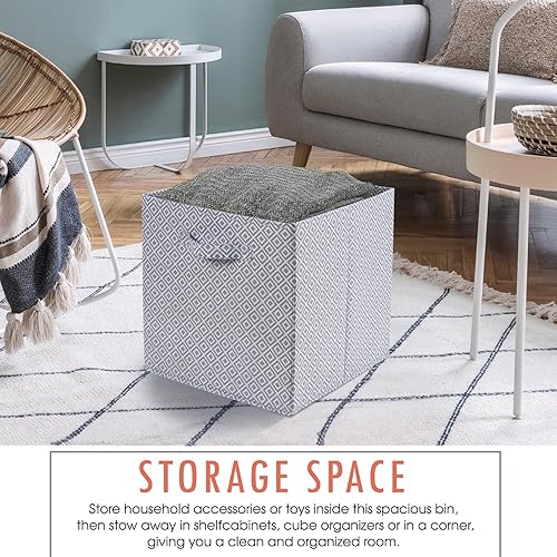 Miniatura 4 de Ornavo Home Kallax - Caja de almacenamiento plegable plegable con asas dobles, juego de 6 unidades, 13 x 15 x 13 pulgadas, color negro