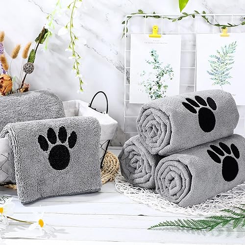 Miniatura 7 de Chumia Paquete de 4 toallas absorbentes de aseo para mascotas, toallas para secar perros, toallas de microfibra suave de secado rápido, toalla de
