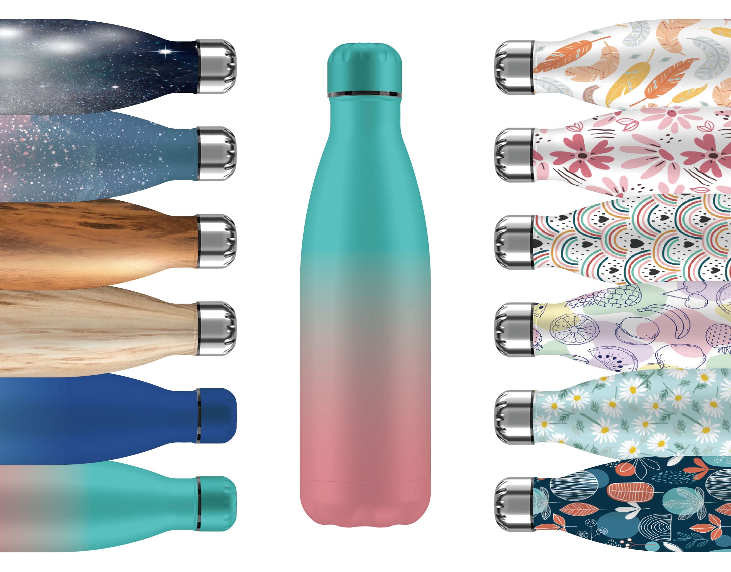 Mi Ko Mi Ka Botella de Agua Térmica de Acero Inoxidable Reutilizable | Sin BPA | Mantiene 24H Frio / 12H Calor | Hermética - Doble Pared a Prueba de Fugas (2 Azules, 750ml) — view 45