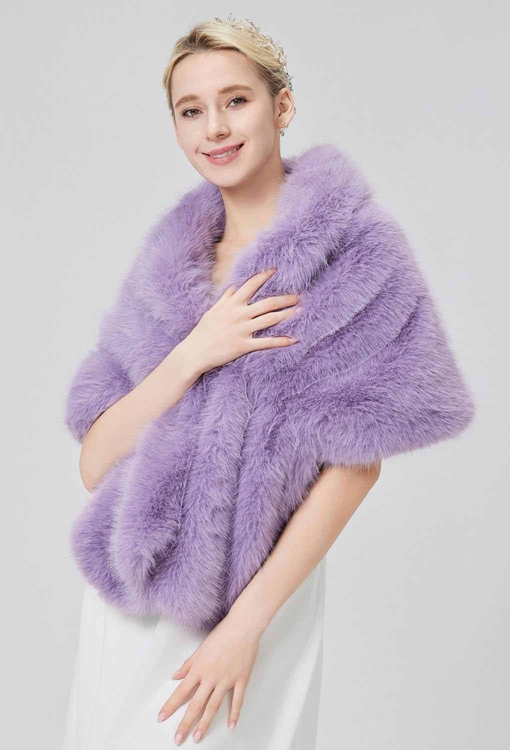 Women's Faux Fur Wraps Shawl Shrug Soft Warm Scarf Cape Stole