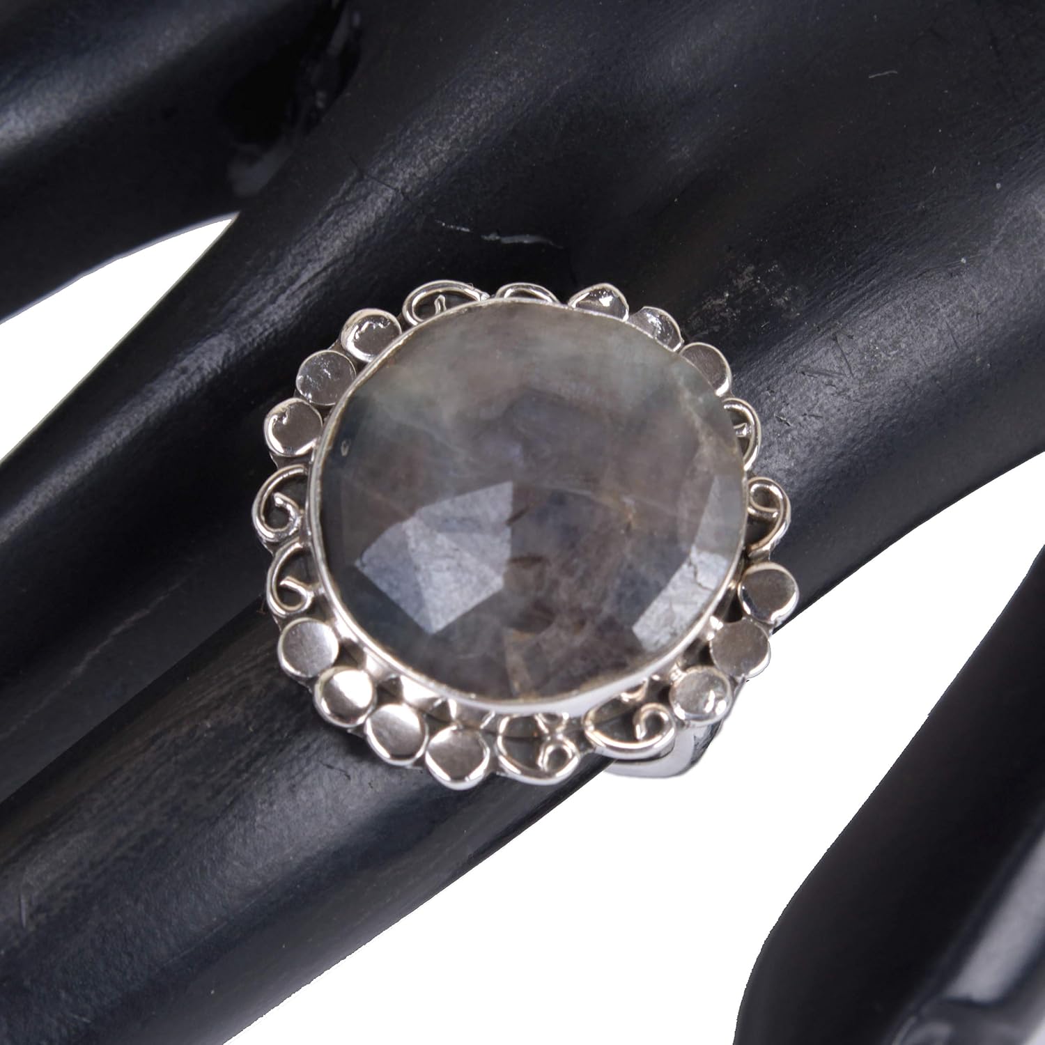 925 Sterling Silver Ring | Natural Blue Sapphire Gemstone Ring for Women |Turkish Design Ring for Girls | Engagement Ring, Astrological Ring, Statement Ring, Blue Sapphire Ring | Ring Size 7 US