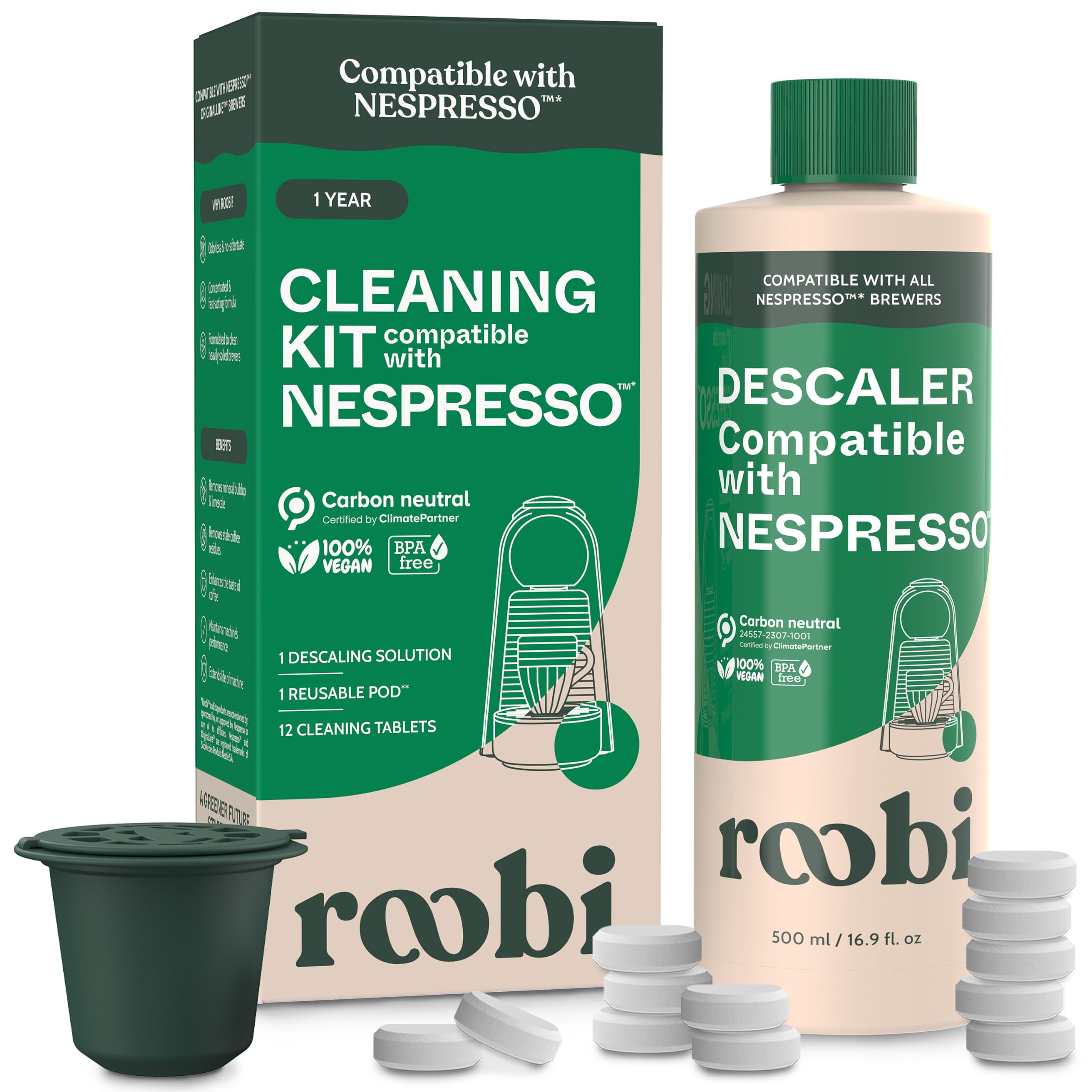 Roobi Descaling and Cleaning Kit Compatible with Nespresso Originaline
