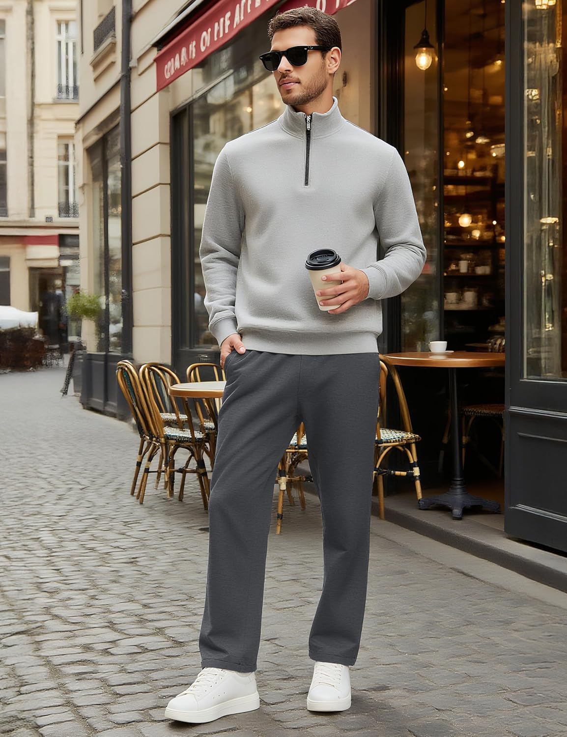 MAGCOMSEN Men's Winter Fleece Pants Sherpa Lined Sweatpants with Pockets Drawstring Lounge Running Athletic Warm Pants - Image 3