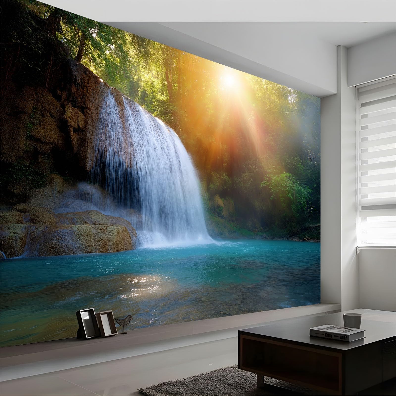 Tapeta 3D Lover'S Bay tęczowy wodospad 250 x 175 cm, murale ścienne, fotografia przyrody, flizelina, fototapeta do salonu, sypialni, pokoju dziecięcego, biura, dekoracja, łatwa w instalacji