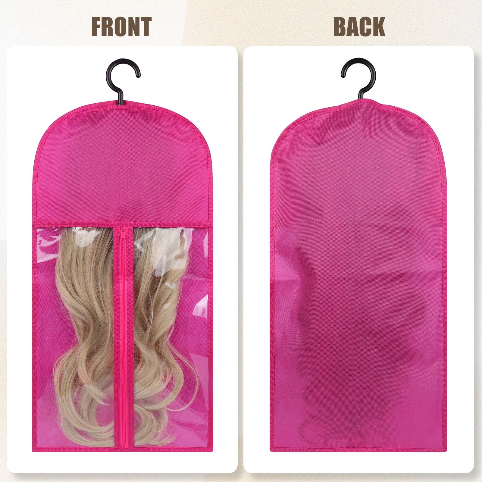 2PCS Long and 2PCS Short Extra Long Hair Extension Holder wig bag wig storage for Multiple Wigs (Red), 30cm * 60cm and 30cm*40cm - Image 4