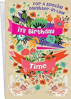 Daughter-in-Law Birthday Card - Made in USA - Extra Thick Paper - Large Card Opens to 10" x 7.75" - 88120 - Beautiful Floral