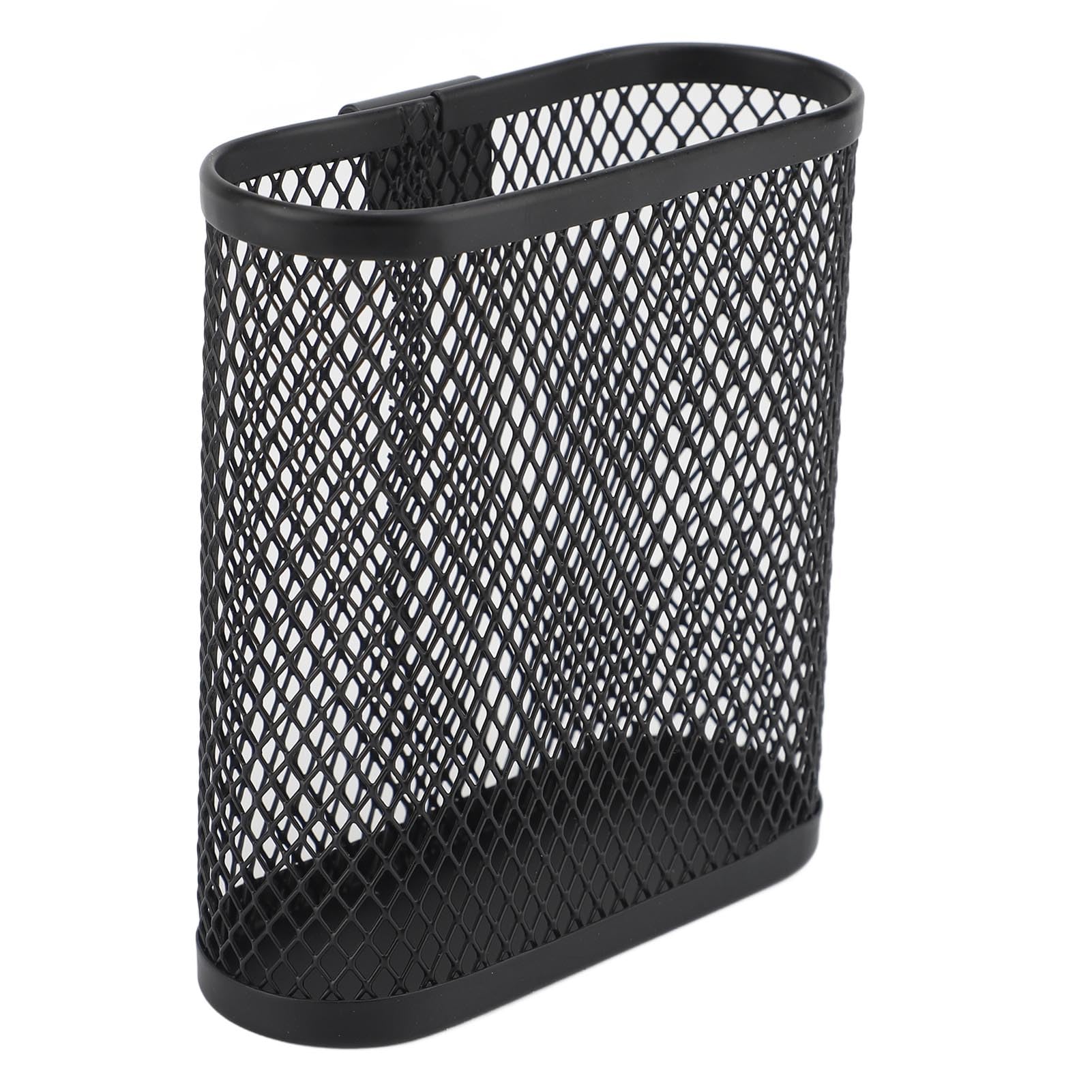 Qcwwy Wall Hanging Pencil Holder, Mesh Stainless Steel Pen Basket Wall Mounted Pencil Holder Desk Rack Mesh Pencil Marker Organizer with Metal Hook for Office