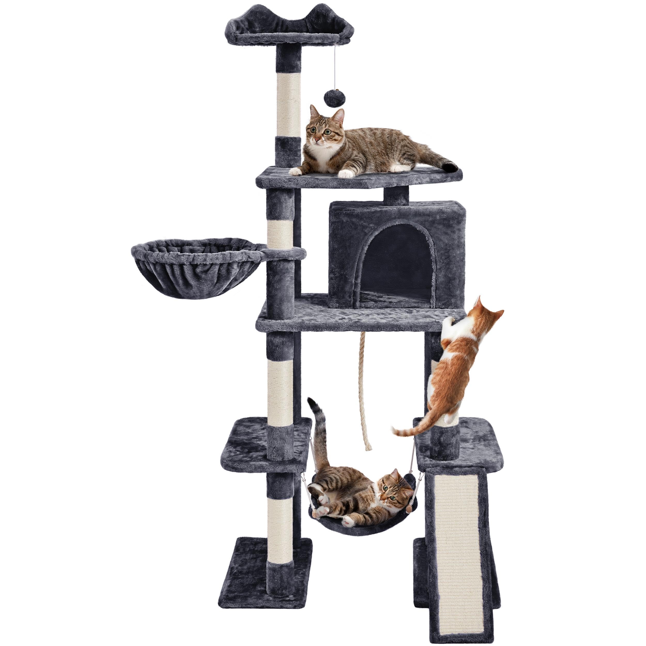 Yaheetech 70in Multi-Level Cat Tree Tower Condo Furniture with Sisal-Covered Scratching Posts, Plush Condos, Cozy Basket and Perch Hammock for Kittens Pet House Play