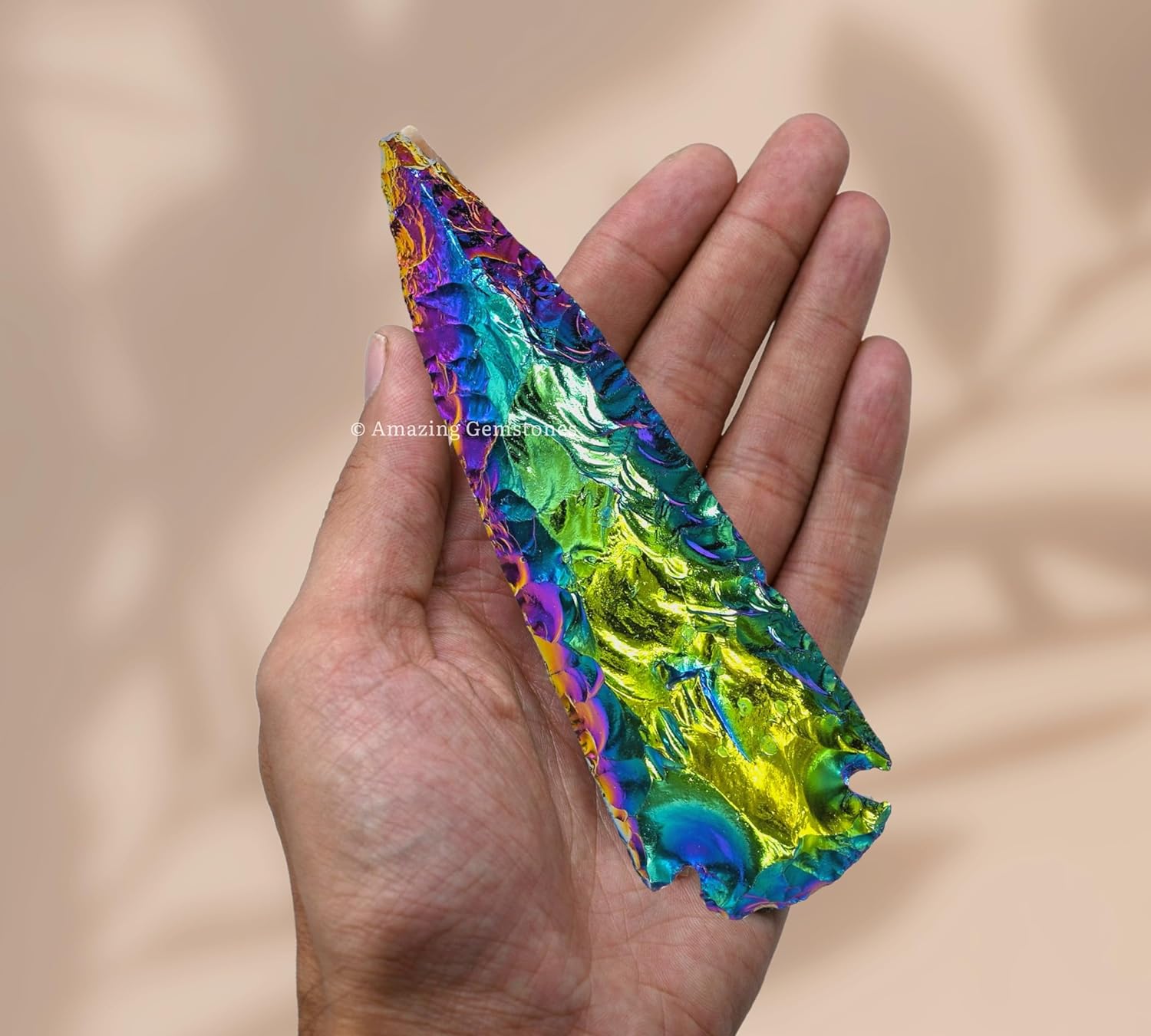 Amazing Gemstone Titanium Aura Quartz Arrowhead, Crystal and Healing Stone Flint Rock Arrow Head - 5 to 6 Arrowheads for DIY Project Craft Point Jewelry Making